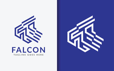 Poster - Abstract Minimalist Falcon Head Logo Design with Stylish Lines Combination Concept. Modern Vector Logo Illustration.