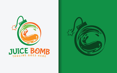 Aufkleber - Juice Bomb Logo Design. Fresh Colorful Juice Splash Combined with Bomb ready to Explode. Modern Stylish Vector Logo Illustration.