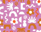 Fototapeta Pokój dzieciecy - Trendt abstract seamless vector patterns in Matisse style withNature Botanical garden flower abd leaves