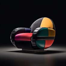 A Colorful Chair In A Dark Room