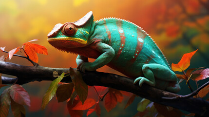 Beautiful of chameleon panther, chameleon panther on branch, chameleon panther closeup.