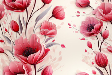 Wall Mural - Mothers day Easter or spring flower background with a seamless repeat and fully tileable display of flowers