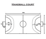 Fototapeta Sport - Handball court dimensions. Handball playground size.  Vector illustration. 