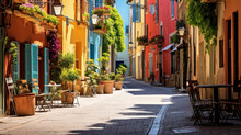 Colorful Mediterranean Street With Terraces
