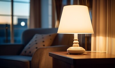 Sticker - Hiperrealistic first plane photo of a hotels classic lamp