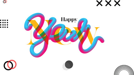  Happy New Year, Happy New Year 2024, Happy New Year 2025,3d happy new year