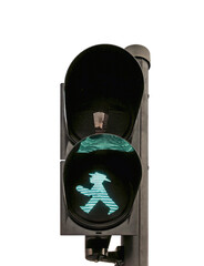 Berlin traffic light with green light isolated on transparent or white background, png