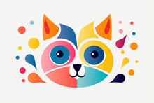 Abstract Colorful Geometric Cat And Dog Face Illustration