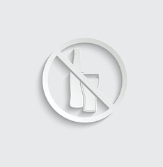 Poster -  No beer vector. Not allow   beer bottle. The red circle prohibiting sing 