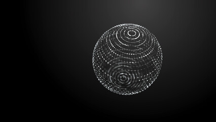 Poster - Futuristic twisted sphere made of lines and dots. Technological background. Data transmission network. 3D rendering.