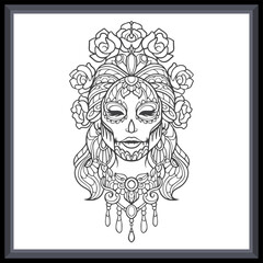 Wall Mural - Calavera girl head mandala arts. isolated on white background