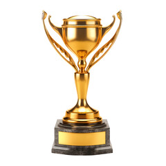 Golden Trophy Cup: Isolated on transparent or white background