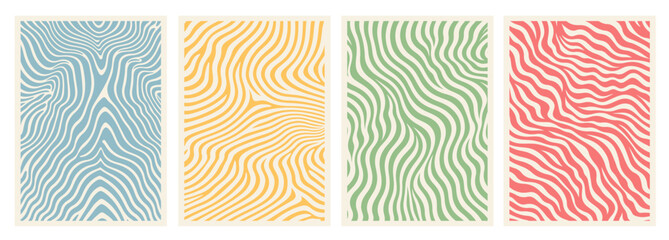 Poster - groovy hippie waves swirl pattern trendy backgrounds twirl 70s. abstract horizontal twisted and dist