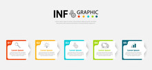 Business infographic design template with 5 process steps options. For work and website design