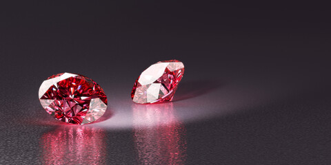 Poster - Ruby diamond placed on glossy background 3d rendering.