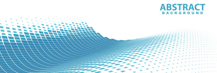 Leinwandbilder - Abstract background with blue dotted wave. Wide vector pattern