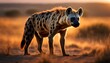 Hyäne Dingo schleicht beobachtend durch Gras in Savanne, Serengeti, Afrika auf der Suche nach Fleisch Beute als Jäger, gefährliche wild lebende Tiere Raubtiere grazil mit Fell in Gruppe lebend