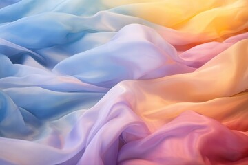 Poster - A close-up view of a vibrant fabric with a rainbow in the background. This versatile image can be used for various design projects and creative concepts
