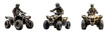 Set of Quad Bikes and Riders on Transparent Background