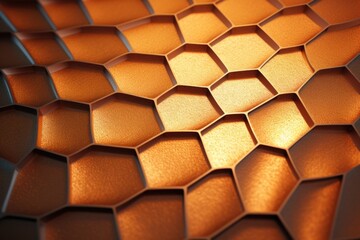 Poster - A detailed close up of a metal surface with hexagons. This image can be used in various industrial, technological, or futuristic design projects