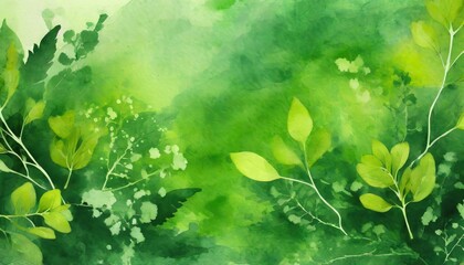 Wall Mural - green watercolor foliage abstract background generative ai spring eco nature