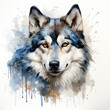 watercolor Siberian Husky clipart, Generative Ai