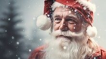 Portrait Of Santa Claus In Double Exposure