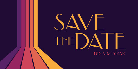 Poster - Save the date banner with retro style design . Can be used for business, marketing and advertising. logo graphic design of event summit made for Technology and upcoming events.