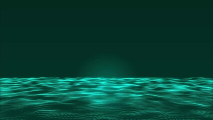 Poster - Abstract Hi-Tech light blue dot and particle wave animated background video. Futuristic dot-wave animation background. 3D animation 4k video