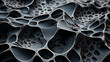 The dark texture of a conductive polymer. Generative AI