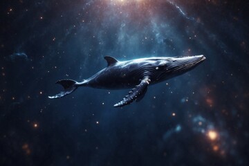  a whale floats through space. ai generative