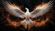 Magic shining white phoenix bird