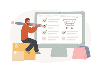 Wall Mural - my orders list isolated concept vector illustration. shopping list id, customer name, add items to c
