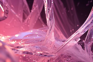 Abstract background, sparkling ice floes colored by the light passing through them.