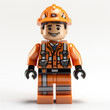 © pkasso - 3d illustration of a figurine worker with helmet an orange work clothes, carpenter, engineer, builder isolated on neutral background made with generative ai