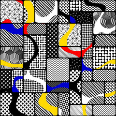 Aufkleber - Seamless vector image. Abstract geometric Pop art style pattern. Mondrian style patchwork pattern.