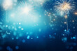 © Many Stock Here - Midnight Magic: A Mesmerizing Blue Background Illuminated by Festive Fireworks