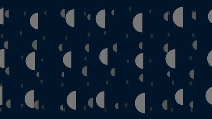 Poster - Semicircle symbols float horizontally from left to right. Parallax fly effect. Floating symbols are located randomly. Seamless looped 4k animation on dark blue background