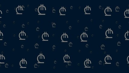 Poster - Lary symbols float horizontally from left to right. Parallax fly effect. Floating symbols are located randomly. Seamless looped 4k animation on dark blue background