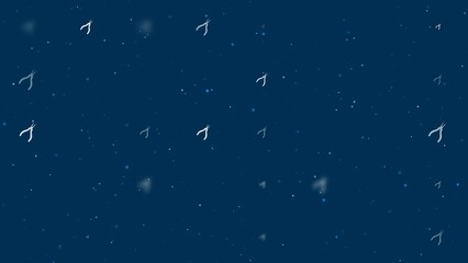 Poster - Template animation of evenly spaced round pliers symbols of different sizes and opacity. Animation of transparency and size. Seamless looped 4k animation on dark blue background with stars