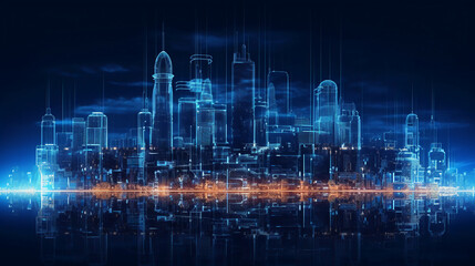 Wall Mural - Full screen, front view the whole city architecture. AI generative