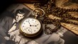 Timeless pocket watch and old photographs
