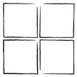 Set of four sloppy hand drawn squares isolated on transparent background. Thin outline. Collection of frames.
