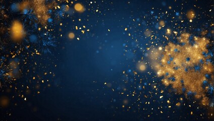 Blue and gold Abstract background and bokeh on New Year's Eve