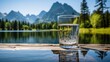 Purity and nature: glass of water outdoors.