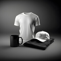 mockup tshirt and cap on blank background