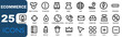 © Yudhi - Ecommerce icon set. collection of icons for online shops, containing discounts, web, location, flash sale,call,menu,add to cart,list,cash register,drink.icon set outline.vector illustration