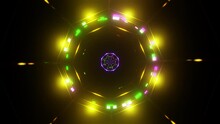 Visual Images Of Musical Rhythms VJ Loop Tunnel Red 3D Render. Visualization For Disco, Nightclub, Music Festival, Fractals, Mandala, Kaleidoscope
