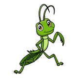Fototapeta Dinusie - Cute mantis cartoon on white background