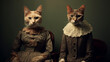 Gatos con vestidos de época generado por ia